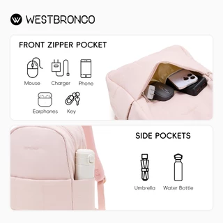 WESTBRONCO กระเป๋าเป้ Melon Pan ขนาดใหญ่ สไตล์มินิมอล ดีไซน์น่ารักสีพาสเทล น้ำหนักเบา กันน้ำได้ เหมาะสำหรับเดินทาง พกพาขึ้นเครื่องได้