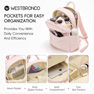 WESTBRONCO กระเป๋าเป้ Melon Pan ขนาดใหญ่ สไตล์มินิมอล ดีไซน์น่ารักสีพาสเทล น้ำหนักเบา กันน้ำได้ เหมาะสำหรับเดินทาง พกพาขึ้นเครื่องได้