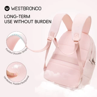 WESTBRONCO กระเป๋าเป้ Melon Pan ขนาดใหญ่ สไตล์มินิมอล ดีไซน์น่ารักสีพาสเทล น้ำหนักเบา กันน้ำได้ เหมาะสำหรับเดินทาง พกพาขึ้นเครื่องได้
