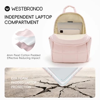 WESTBRONCO กระเป๋าเป้ Melon Pan ขนาดใหญ่ สไตล์มินิมอล ดีไซน์น่ารักสีพาสเทล น้ำหนักเบา กันน้ำได้ เหมาะสำหรับเดินทาง พกพาขึ้นเครื่องได้