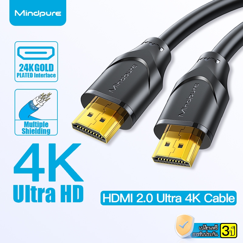⚡Mindpure⚡HDMI สาย 2.0 4K 60Hz 18Gbps สําหรับ PC TV Xiaomi Mi Box PS4 โปรเจคเตอร์โน้ตบุ๊ค 0.5m-5m