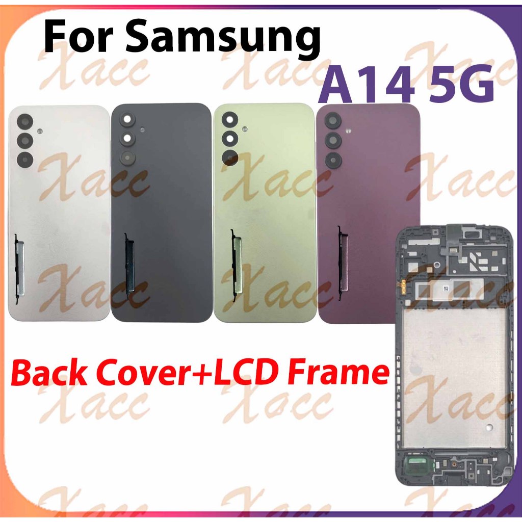 สําหรับ Samsung Galaxy A14 5G A146 ฝาหลังแบตเตอรี่ชุดเต็มปุ่มกรอบกลางกรอบเลนส์กล้อง LCD กรอบด้านหน้าโทรศัพท์เปลี่ยนการติดตั้ง