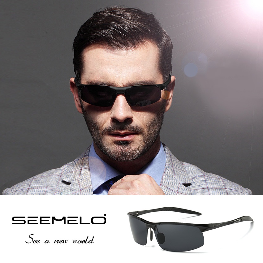 SEEMELO แว่นกันแดดเซเมโล สำหรับผู้ชาย แบบครึ่งกรอบ ป้องกัน UV400 พร้อมเทคโนโลยีโพลาไรซ์ ช่วยเพิ่มวิสัยทัศน์และสามารถเปลี่ยนสีได้ เหมาะสำหรับการขี่จักรยานและการวิ่งกลางแจ้ง