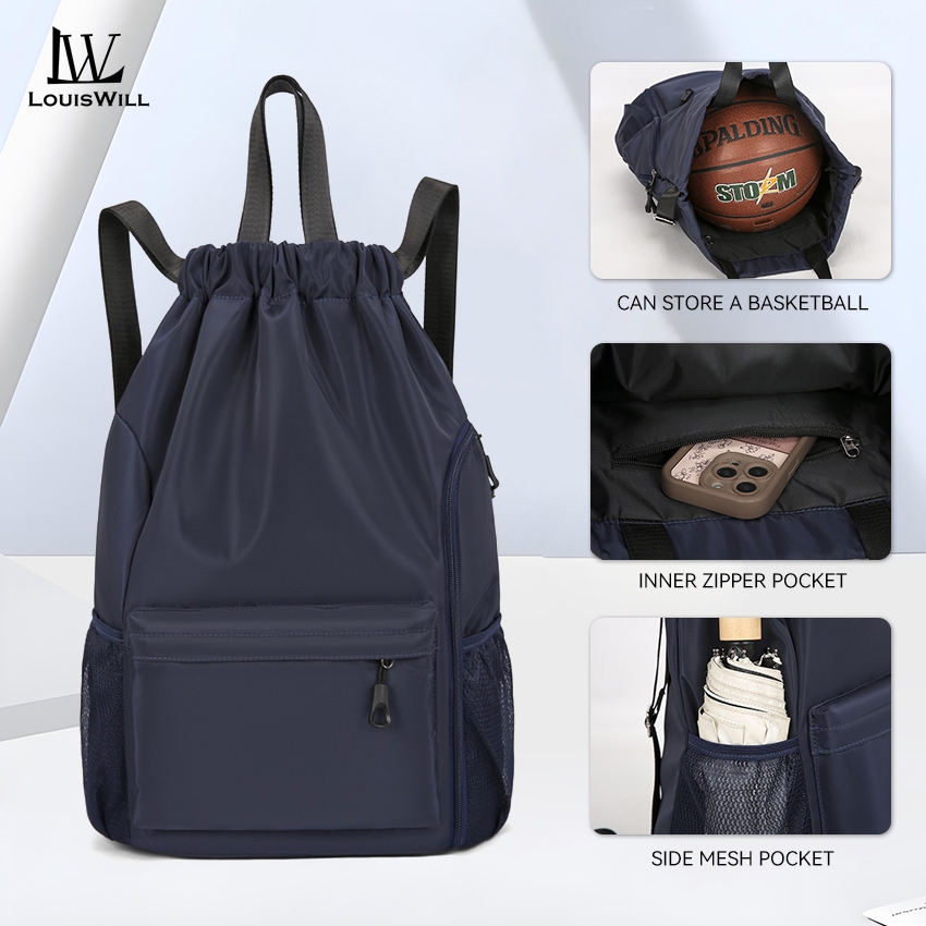 หลุยส์วิลล์ กีฬากระเป๋าเป้สะพายหลัง เชือกรูด แฟชั่น ไม่จํากัดเพศ กระเป๋าเป้สะพายหลังบาสเกตบอลกลางแจ้งกันน้ํายิมกระเป๋าเป้สะพ
