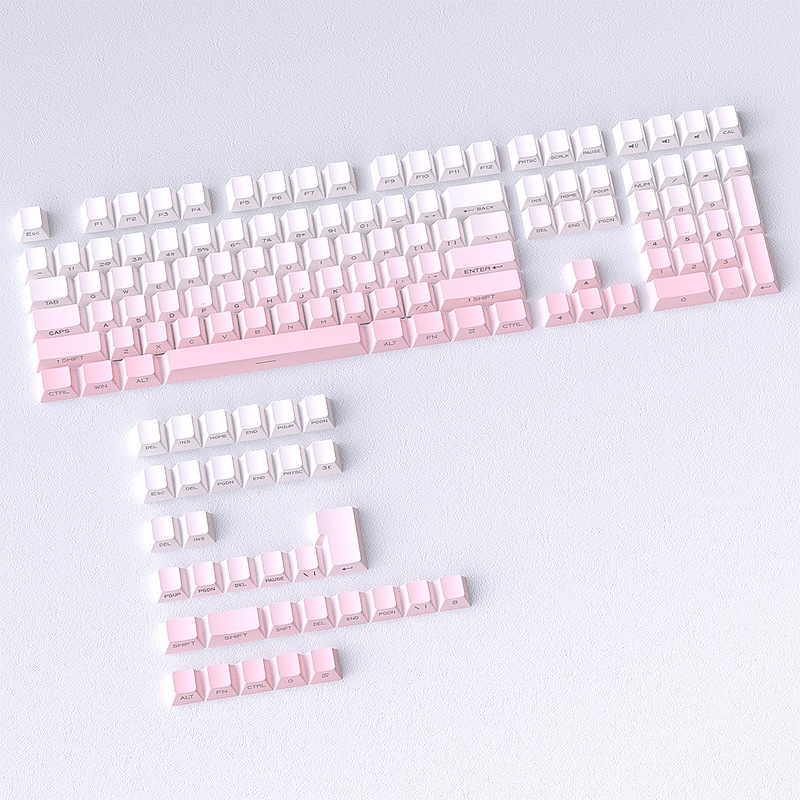 Peach Blossom Pink Gradient Keycaps Double Shot Construction ด้านข้างพิมพ์ Shine ผ่านโปรไฟล์เชอร์รี่สําหรับ MX Switches