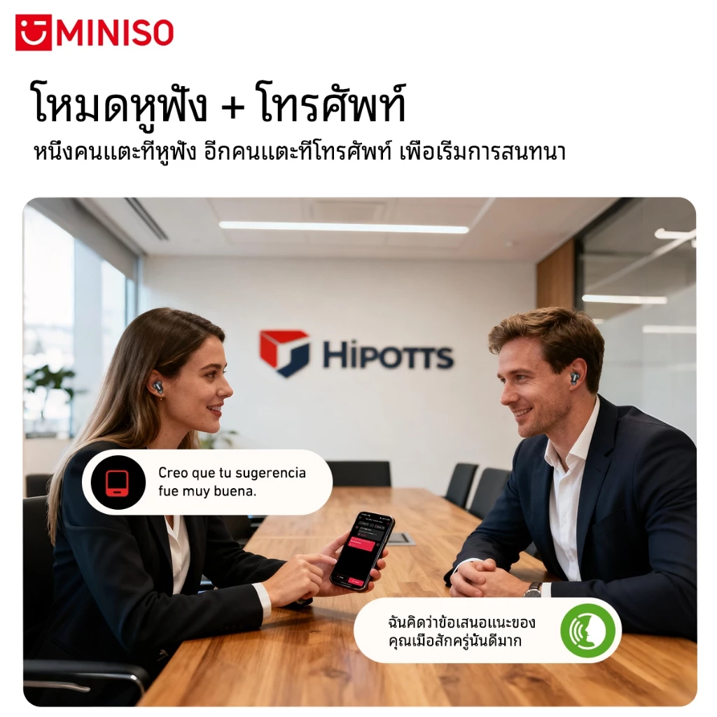 Miniso MS105 หูฟัง AI แปลภาษา 134 ภาษา Bluetooth 6.0 55H ANC thumbnail 4
