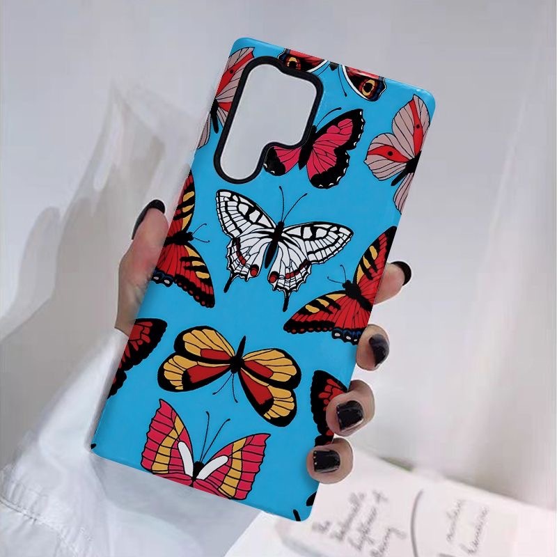 เคสป้องกันสองในหนึ่งเดียวลายผีเสื้อเหมาะสําหรับ Samsung su22u s23 plus s23FE s24 s25 plus A55 A56 A3