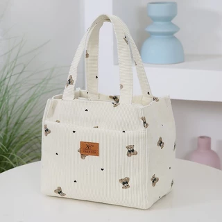 กระเป๋า tote ลายหมี CORDUROY – ใช้งานได้หลากหลาย เหมาะสำหรับการทำงานและเดินทาง