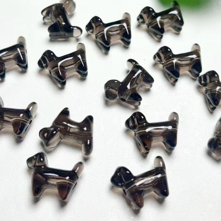 น้ําแข็งธรรมชาติ Obsidian Puppy ประมาณ 18 มม.แกะสลักชิ้นคริสตัล Hand-Made เครื่องประดับ diy อุปกรณ์เสริม Simple All-Match ของขวัญ