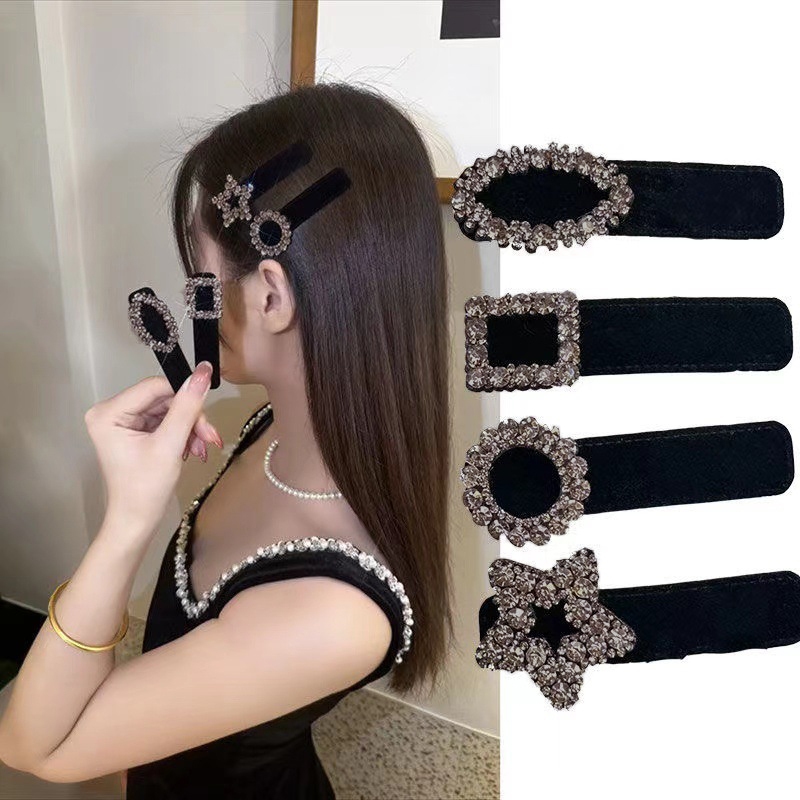 คลิบผมคริสตัล Rhinestone สไตล์แฟชันใหม่ หวานและเก๋ไก๋ สำหรับตกแต่งทรงผมด้านข้าง