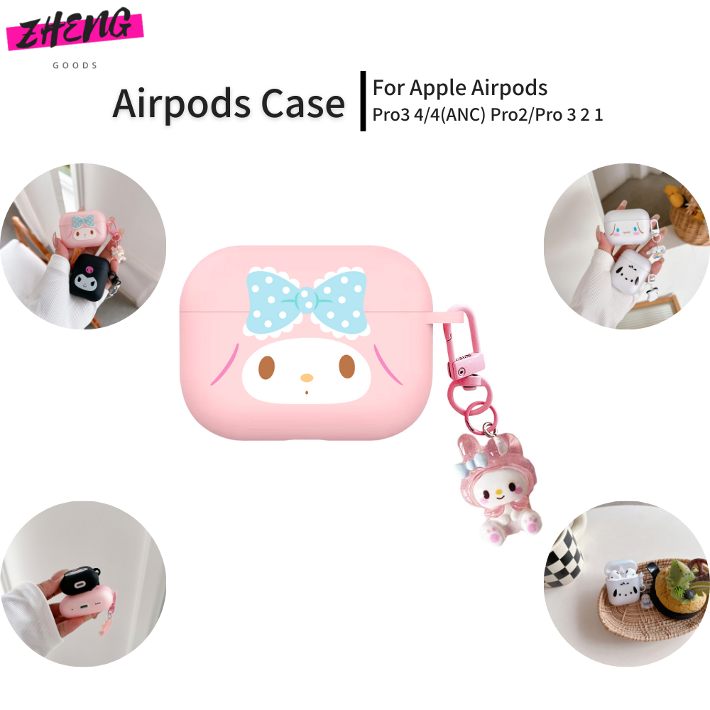 สีชมพู My Melody Kuromi สําหรับ Airpods Pro3 กรณี Airpods Pro2 กันกระแทก Matte TPU หูฟังสําหรับ AirPods Pro3 4/4 (ANC) Pro2 3 Pro 2 1