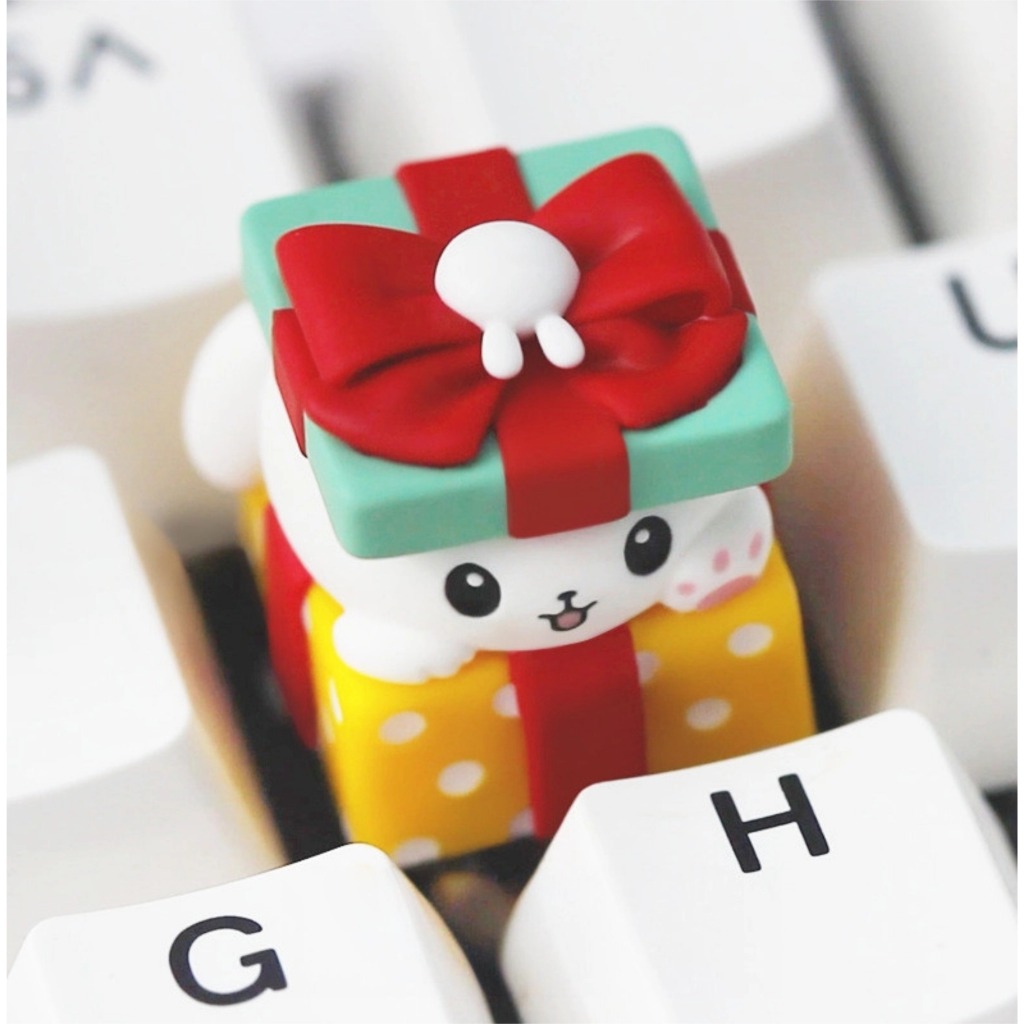 Potted Puppy & Gift Bunny Artisan Keycap ปุ่มกดคีย์บอร์ดสร้างสรรค์ส่วนบุคคลเดี่ยว