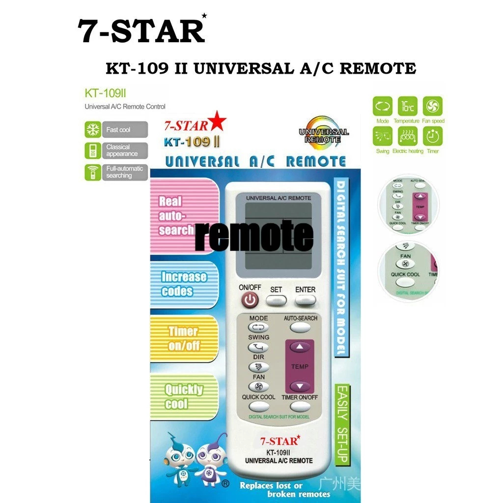 [SG SELLER] KT-109II Universal Aircon Remote Control สําหรับเครื่องปรับอากาศทุกรุ่น (ค้นหาอัตโนมัติเ