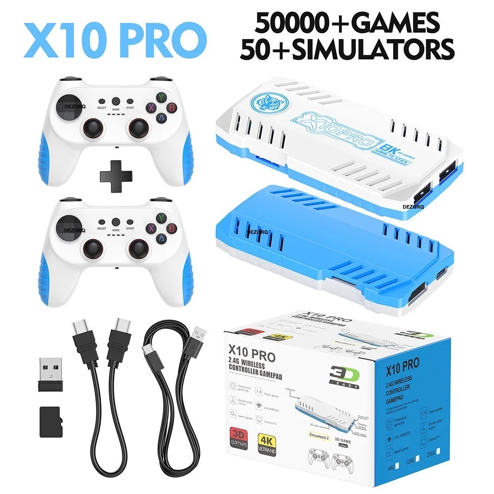 ใหม่ 128G เกม Stick X10 Pro 4K วิดีโอทีวีเกมคอนโซลไร้สาย Gamepads วิดีโอเกม 50000 + คลาสสิกเกมอาร์เคด HD Two-player ราคา ถูกที่สุด ดีลบีเคเค