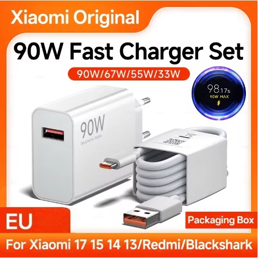 Xiaomi 90W EU Fast Charger Turbo Charge 6A ประเภท C สําหรับ Mi 15 14 13 Ultra Pro POCO X7 X6 F7 F6 P