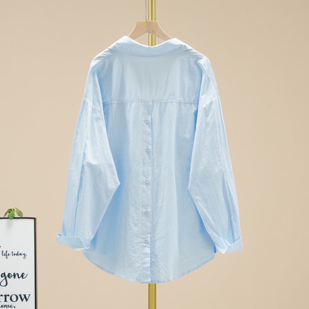 เสื้อเชิ้ตแขนยาวทำจากฝ้ายแท้ 100%, สบายและคล่องตัว เหมาะสำหรับสุภาพสตรี - รูปที่ 2