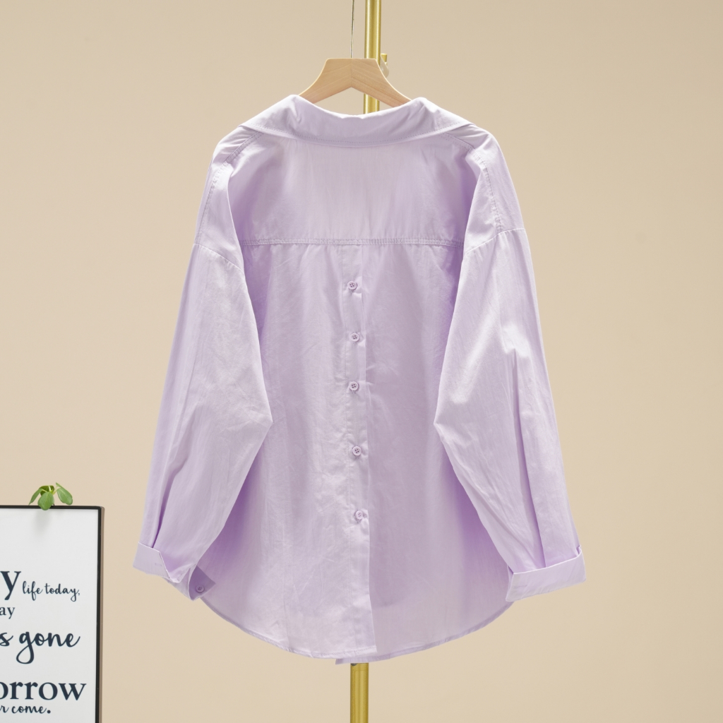 เสื้อเชิ้ตแขนยาวทำจากฝ้ายแท้ 100%, สบายและคล่องตัว เหมาะสำหรับสุภาพสตรี