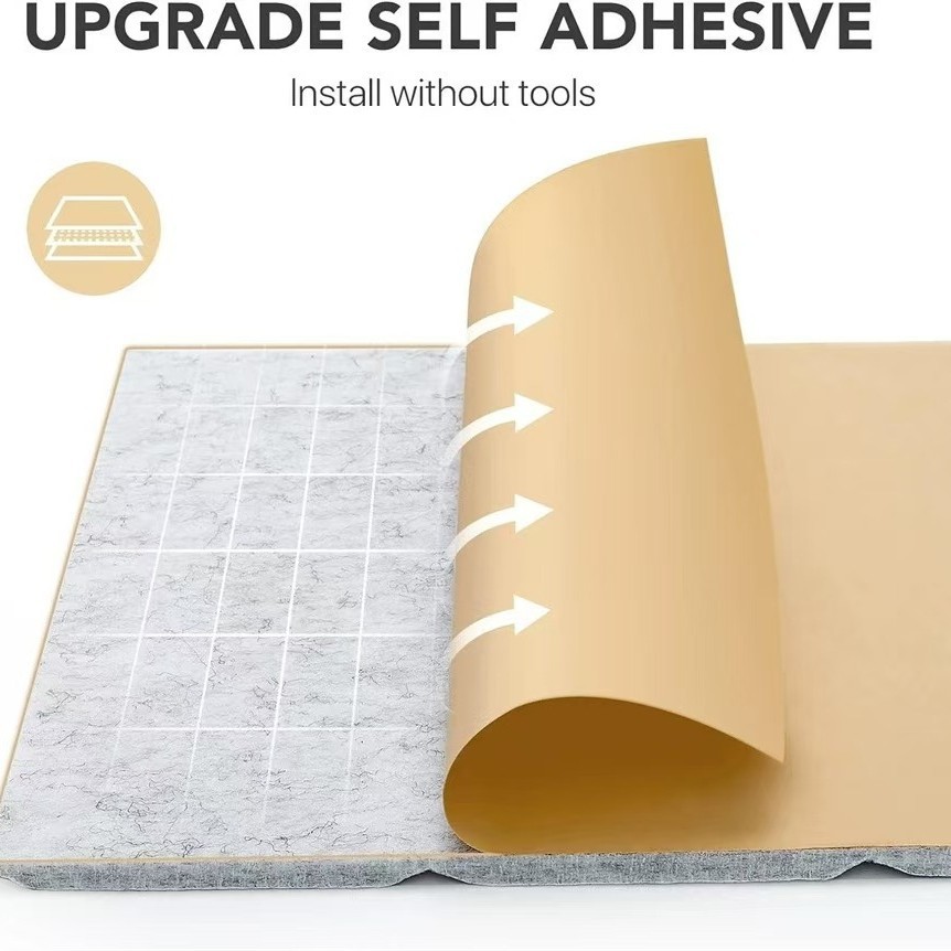 แผ่นเก็บเสียงห้อง 50PCS แผงโฟมอะคูสติก แผงซีลประตู กันเสียง3D มีกาวในตัว ลดเสียงสะท้อน ของตกแต่งผนัง - รูปที่ 3