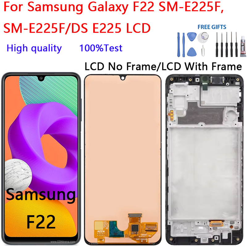 สําหรับ Samsung Galaxy F22 SM-E225F, SM-E225F/DS E225 จอแสดงผล LCD Touch Screen Digitizer Assembly เ