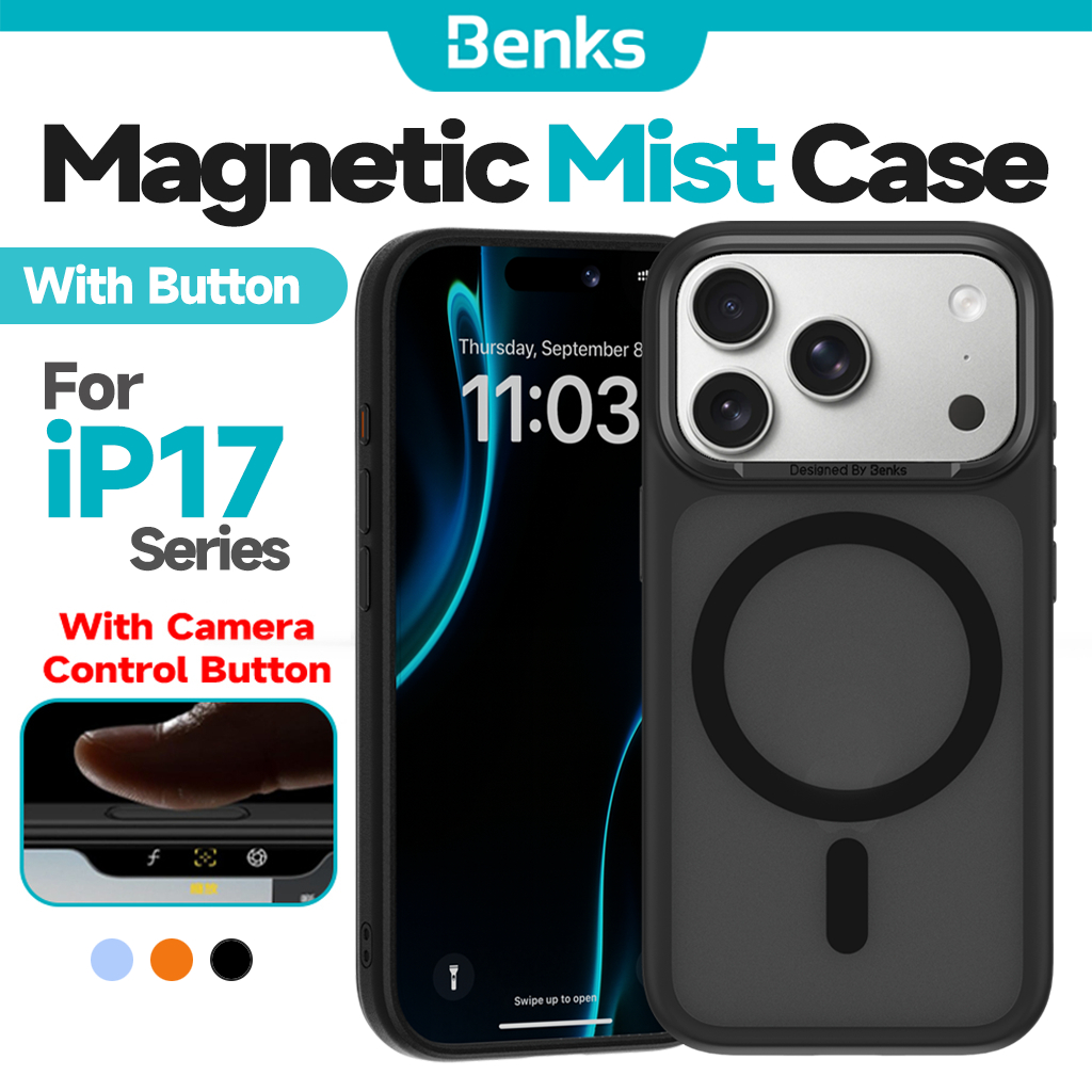 [Benks Official] เคสโทรศัพท์หมอกแม่เหล็กพร้อมปุ่มควบคุมกล้องสําหรับ iPhone 17 Air 14 Plus Pro Max Matte โปร่งแสงรวมทุกอย่างฝาครอบโทรศัพท์ดูดซับแรงกระแทกป้องกันการตก