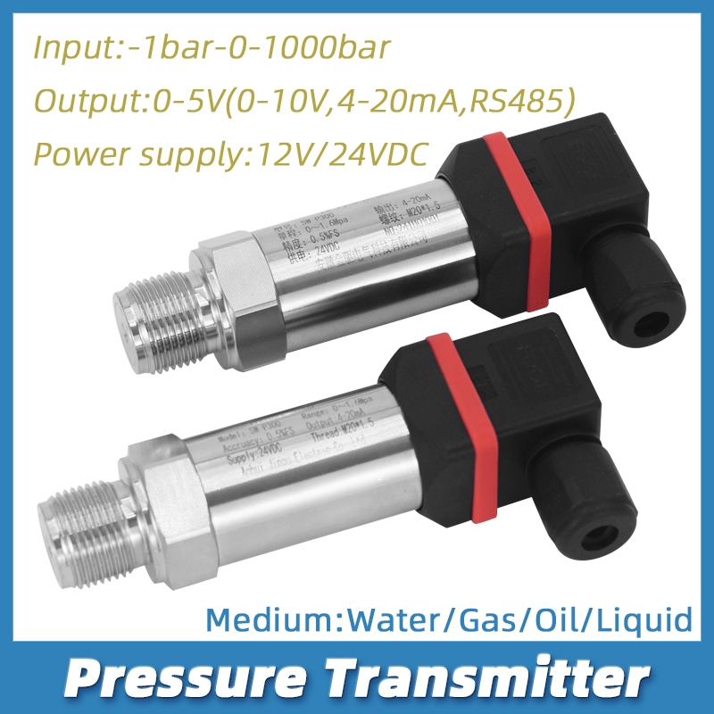 เซ็นเซอร์ความดัน -1bar-0-1000bar อินพุต 0-5V เอาต์พุต DC24V น้ําน้ํามันแก๊สความดันเครื่องส่งสัญญาณ