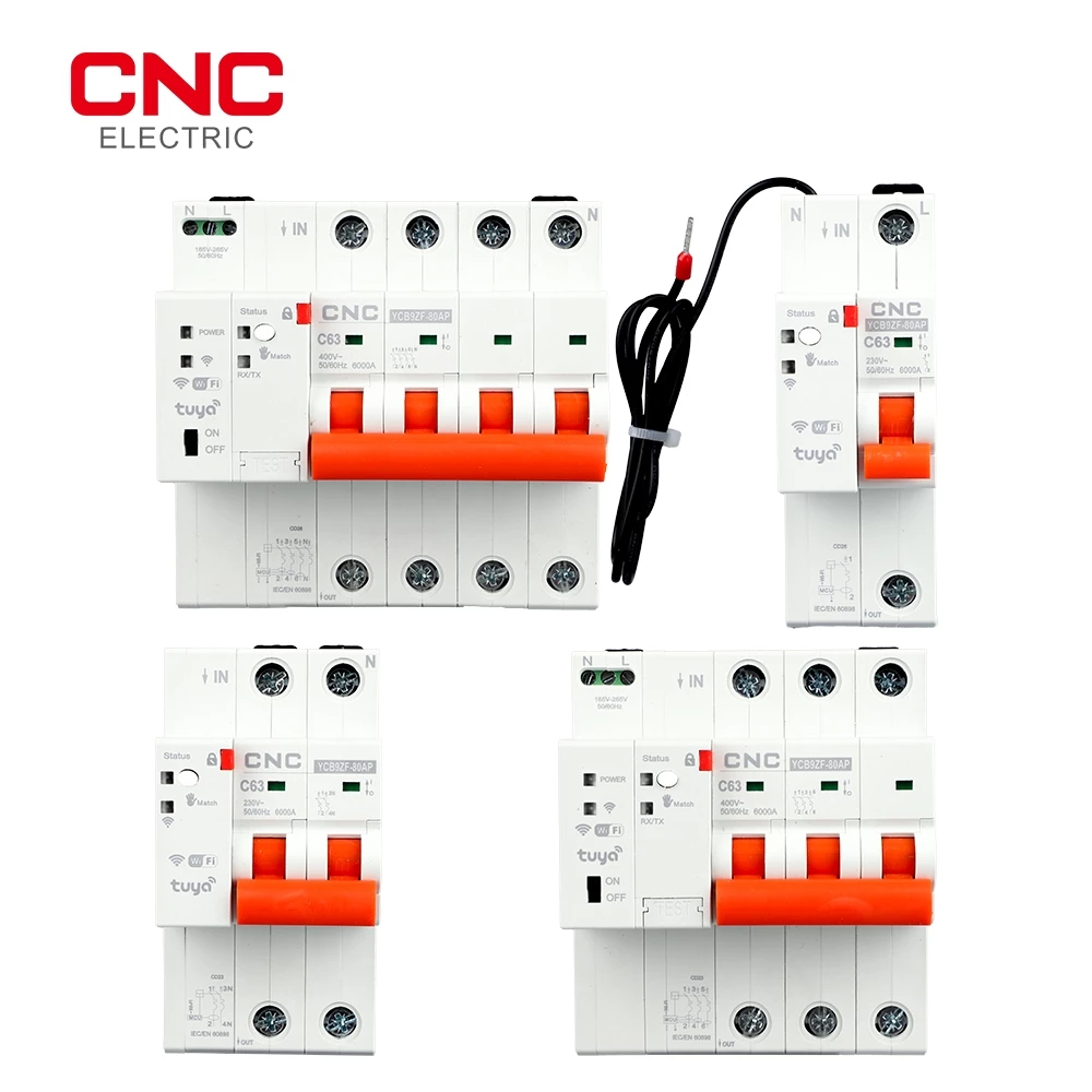 TUYA MCB WIFI Metering Circuit Breaker Smart Life Timer รีโมทคอนโทรลอัตโนมัติไร้สาย Interruptor Reclosing สวิทช์