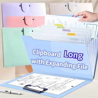 2-in-1 A4/Long Size Expanding File Folder With Clipboard Folder Organizer 8 Pockets Document Storage