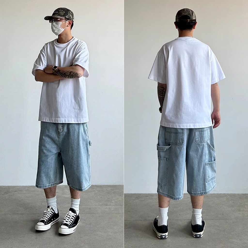 HI20 กางเกงยีนขาสั้น ยืดผู้ชาย ทรงหลวม  ใส่สบาย พร้อมส่ง สไตล์เกาหลี  ส่งไวจากไทย  จัดส่งรวดเร็ว สไตล์ถนน M-3XL พื้นฐานที่เข้ากันได้ง่าย - รูปที่ 2