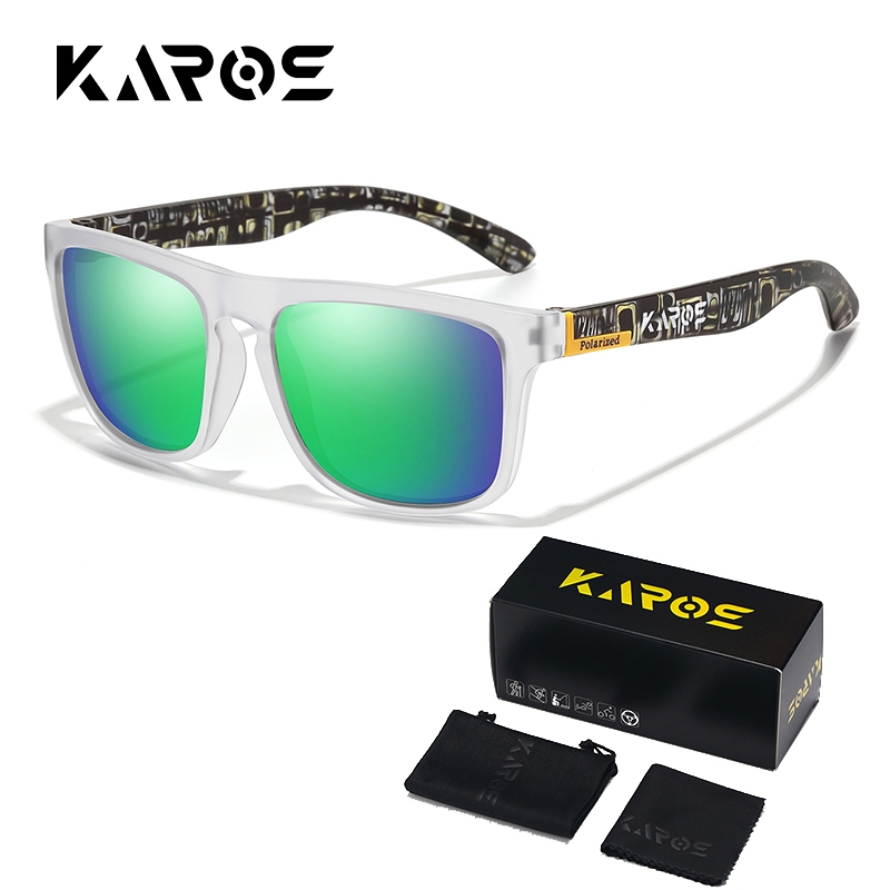 KAROS แว่นกันแดด Polarized Square Mirror Luxury UV400 Protection เหมาะสำหรับตกปลา ขับรถ ขี่จักรยาน และเดินป่า พร้อมกล่อง