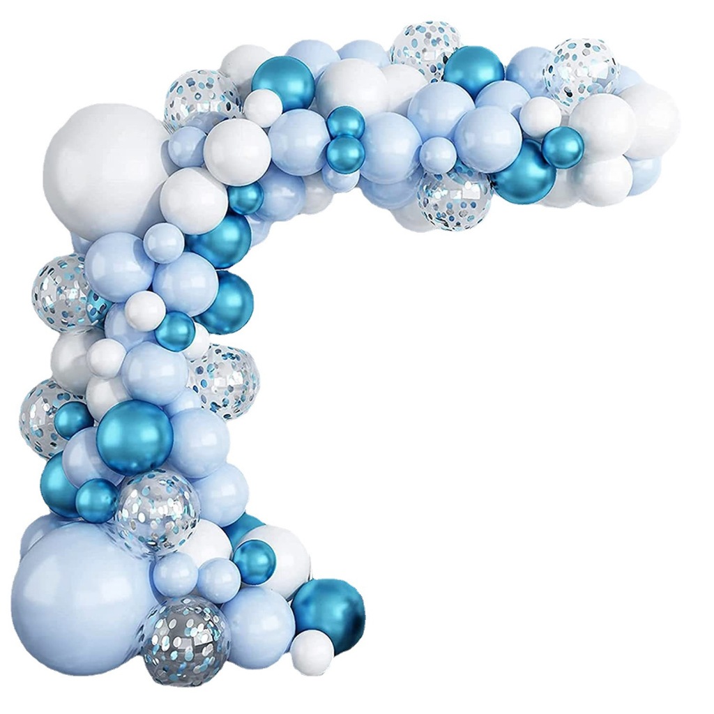 balloon SET ซุ้ม โทนฟ้า วันแม่ ตกแต่งงานปาร์ตี้ ลูกโป่ง ซุ้มลูกโป่ง เซ็ตลูกโป่งวันเกิด ลูกโป่งงานปาร์ตี้ งานแต่ง（โลหะสีฟ้าสีขาวเลื่อมบอลลูนชุดโซ่พรรคตกแต่งงานแต่งงานวันเกิดบอลลูนรวมกัน） - รูปที่ 4
