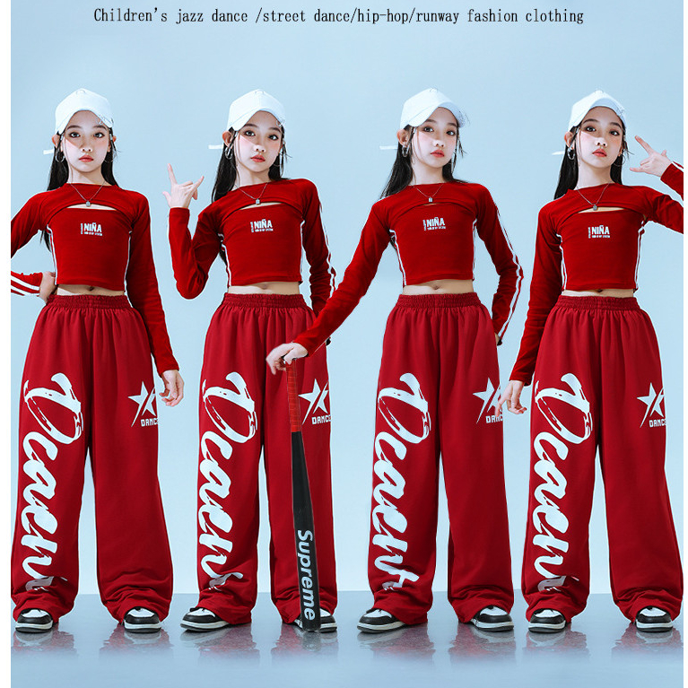 15-75KG ชุดเต้นเด็ก ชุดเต้นแจ๊ส เด็กผู้หญิง เสื้อ ชุด cover dance ชุดฮิปฮอป กางเกง ชุด cover dance เ