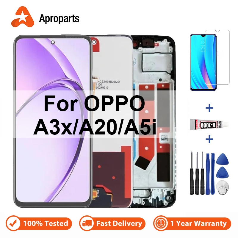 LCD สําหรับ OPPO A3x 4G 5G A20 A5i จอแสดงผลหน้าจอสัมผัส CPH2641 CPH2681 Digitizer Assembly กรอบ