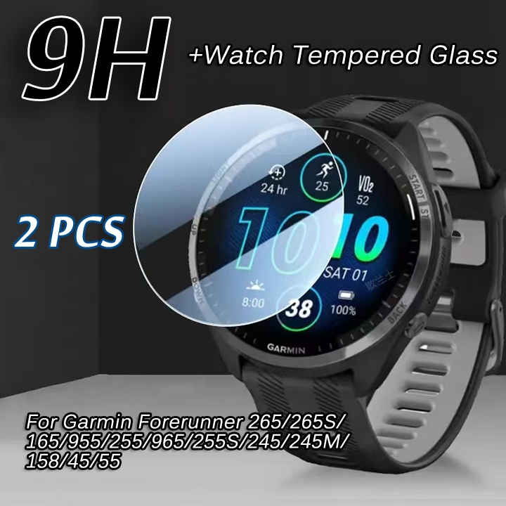 2 ชิ้นนาฬิกาฟิล์มแก้วสําหรับผู้เบิกทาง Garmin 265/265S/165/955/255S/245/245M/158/45/55 9H ความแข็งกระจกนิรภัยป้องกันหน้าจอสําหรับ Garmin
