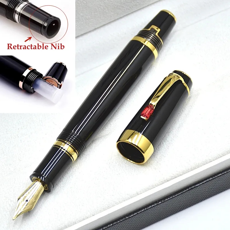 Top Luxury Bohemies 14K Retractable Nib Classics Fountain ปากกา 11 ซม.แบบพกพาสั้นสํานักงานเขียนหมึกปากกา
