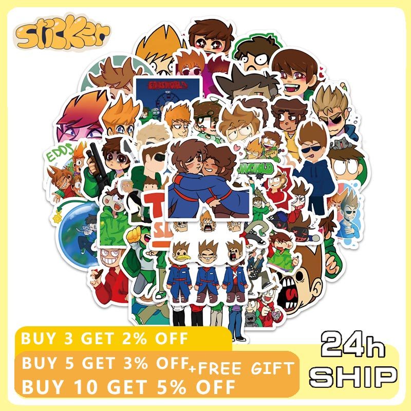 54 ชิ้นอะนิเมะเกม Eddsworld สติกเกอร์ตกแต่งกระเป๋าเดินทางแล็ปท็อปสเก็ตบอร์ดสติกเกอร์ของเล่นเด็ก