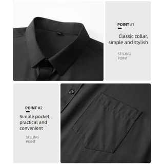 เสื้อเชิ้ตแขนยาวสำหรับผู้ชาย ไซส์ใหญ่ สไตล์หลวม สีดำและสีขาว เหมาะสำหรับการทำงาน