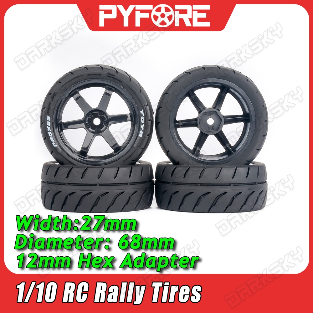 PYFORE 4 ชิ้น RC Rally ยาง 12 มิลลิเมตร Hex อะแดปเตอร์ 69*25 มิลลิเมตรสําหรับ 1/10 RC รุ่น Rally รถอ
