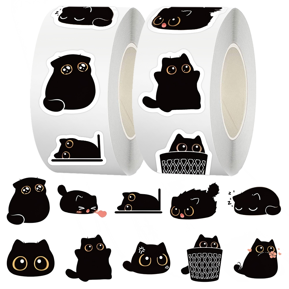 500ชิ้น/ม้วนแมวน่ารักปิดผนึกสติกเกอร์ ทําเอง ซองจดหมายเครื่องเขียนเด็กรางวัลตกแต่งสติกเกอร์ - รูปที่ 3