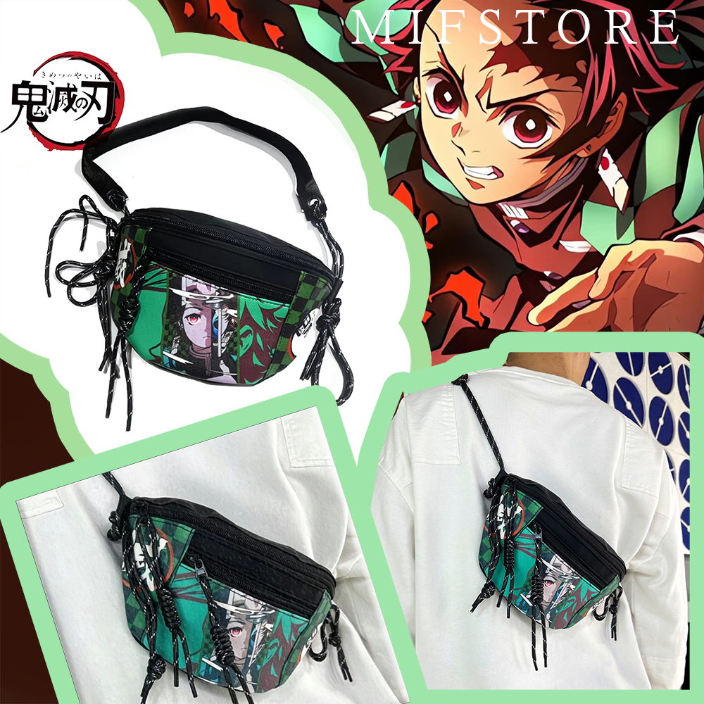 กระเป๋าคาดเอว Demon Slayer - Tanjiro Kamado Cosplay Fanny Pack, ทนทานและแท้ Anime Sling Bag