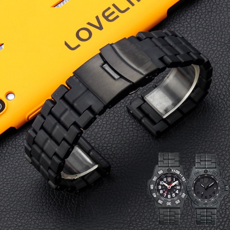 เหมาะสําหรับสายนาฬิกา Luminox Luminox Luminox Tear 23 มม.คาร์บอนไฟเบอร์สายนาฬิกาผู้ชาย 3051 เหล็กพลา