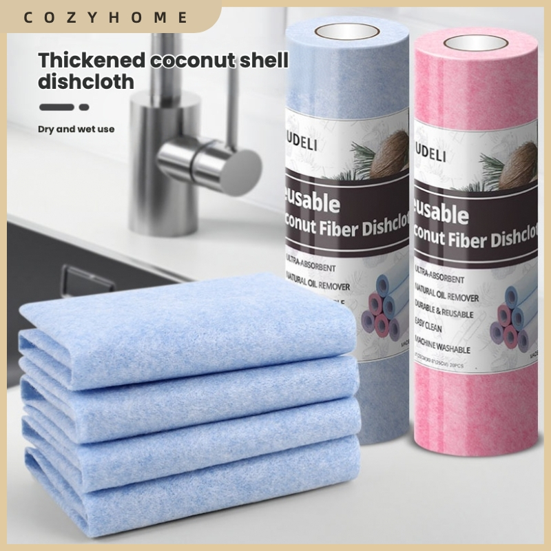 [สต๊อกพร้อม] COZYHOME ทิ้งขี้เกียจ Rag ห้องครัวหนาจานกะลามะพร้าวผ้าเช็ดทําความสะอาดแบบไม่ใช้น้ํามัน