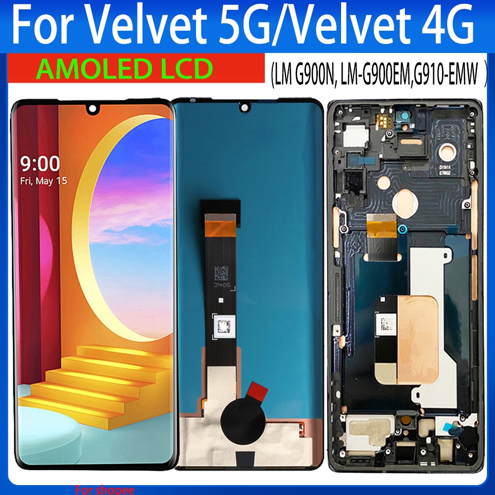 6.8 "Original AMOLED สําหรับ LG กํามะหยี่ 5G LM G900N LM-G900EM จอแสดงผล LCD หน้าจอสัมผัสสําหรับ LG 
