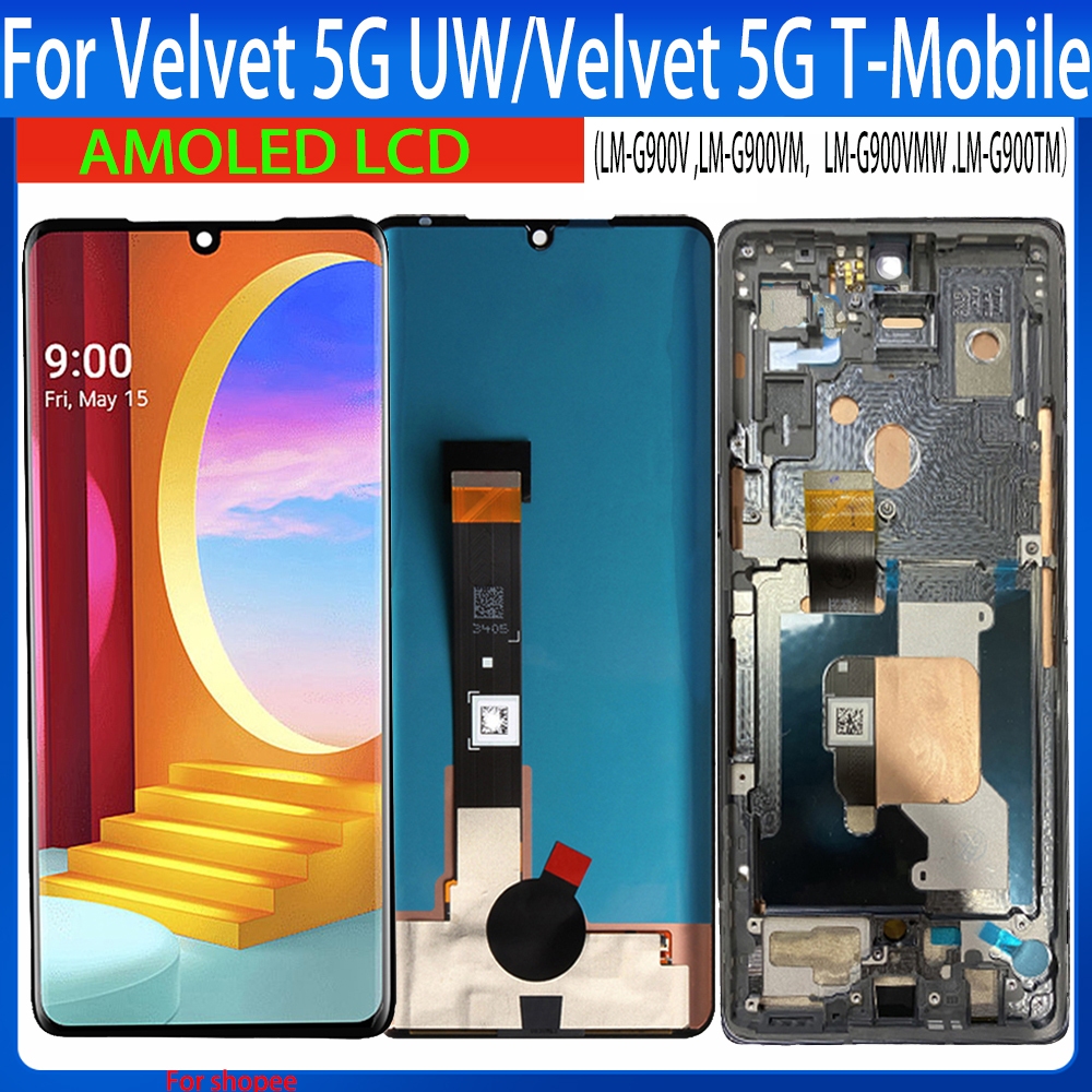6.8 "Original AMOLED สําหรับ LG กํามะหยี่ 5G UW LM-G900V LM-G900VM จอแสดงผล LCD Touch Screen Assembl