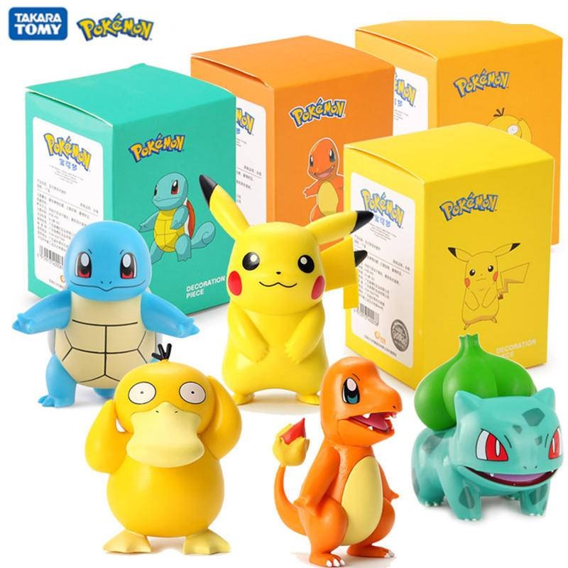 โมเดลฟิกเกอร์ ปิกาจู PVC รูปการ์ตูนโปเกม่อน Pikachu Venusaur Blastoise Charizard 6 ชิ้น ต่อชุด