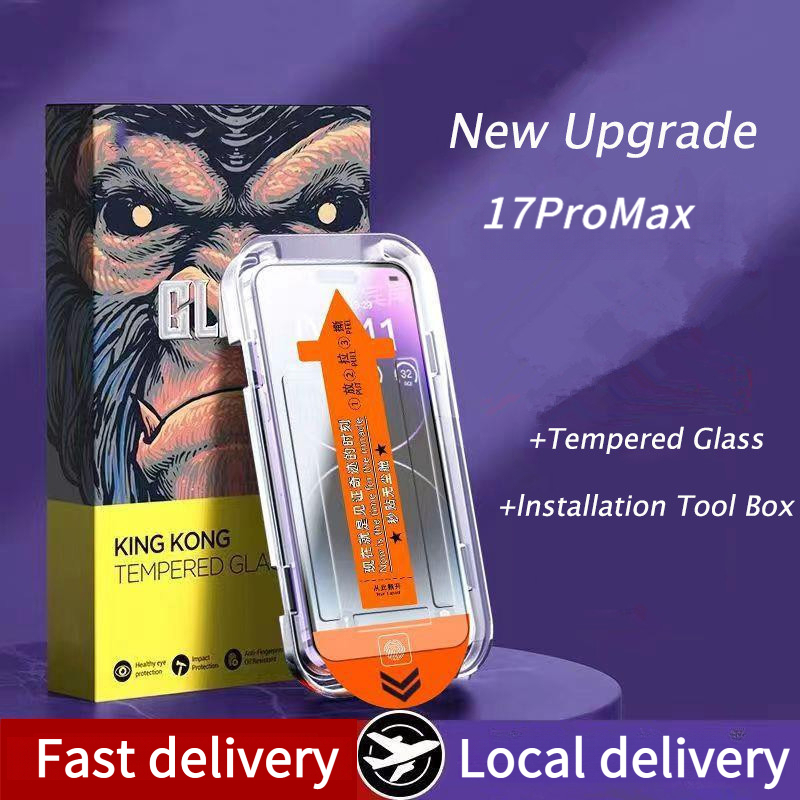 Auto-Dust Removal Kit Full Cover Tempered Glass For iPhone 17 16 15 14 13 12 11 Pro Max Plus Dust Free Easy Install Privacy Screen Protector Glass Film