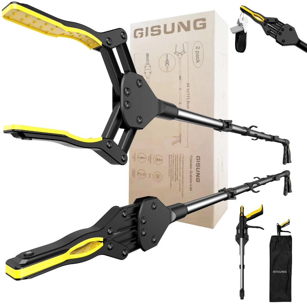 Gisung อุปกรณ์เก็บขยะแบบพับได้ Outdoor Grabber Stick Picking Tool Waste Gripper Grabber Reacher