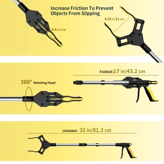 Gisung อุปกรณ์เก็บขยะแบบพับได้ Outdoor Grabber Stick Picking Tool Waste Gripper Grabber Reacher