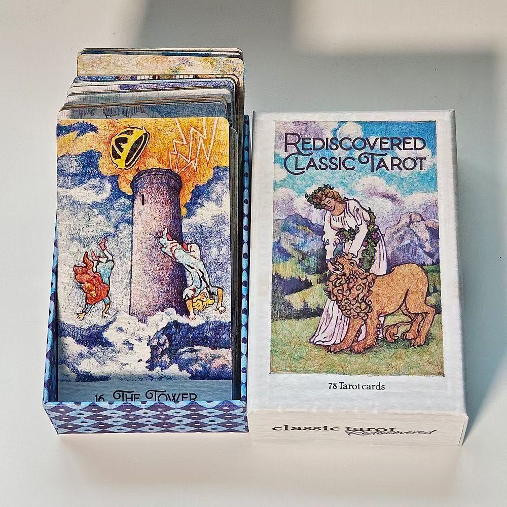 [คลังสินค้าพร้อม] 12 * 7 ซม. Heaven and Earth Cover Re-Discover Classic Tarot Rediscovered Classic Tarot Ballpoint Stroke