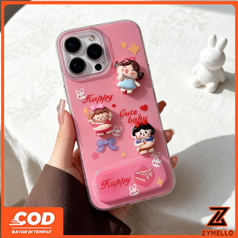 เหมาะสําหรับ OPPO Reno 15F Reno14F Reno14pro Reno13F Reno13 Reno11 Reno11 F Reno10Pro Reno8T Reno8Z Reno7Z Reno6Z Reno8 Reno5 Reno4 3D การ์ตูน HAPPY Plus-ขนาดสาวกันกระแทก IMD