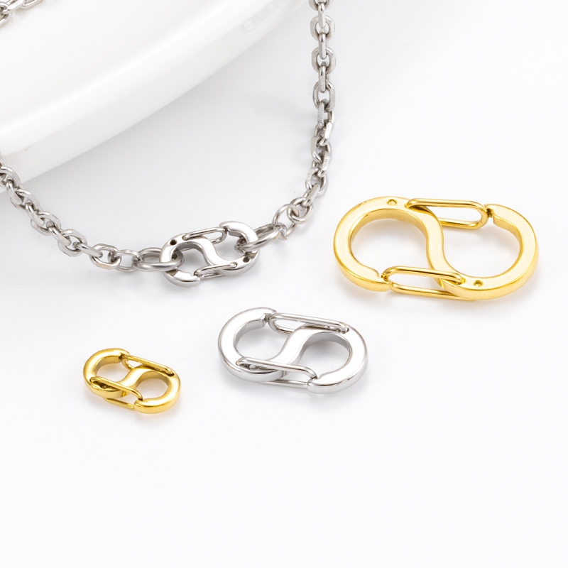 ขัดสแตนเลส S-buckle diy อุปกรณ์เสริม 18Kgold Plated Double-headed Spring Clasps